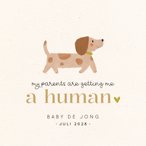 Zwangerschapsaankondiging kaart met hondje