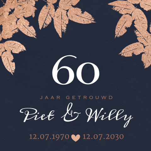 Jubileum uitnodiging 60 jaar getrouwd met rose goud