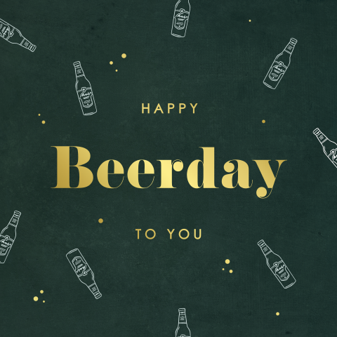 Felicitatiekaartje voor man met bier en goudfolie