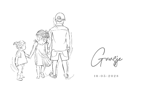 Geboortekaartje met illustratie broer en zus