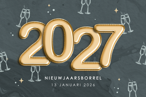 Zakelijke uitnodiging nieuwjaarsborrel met jaartal