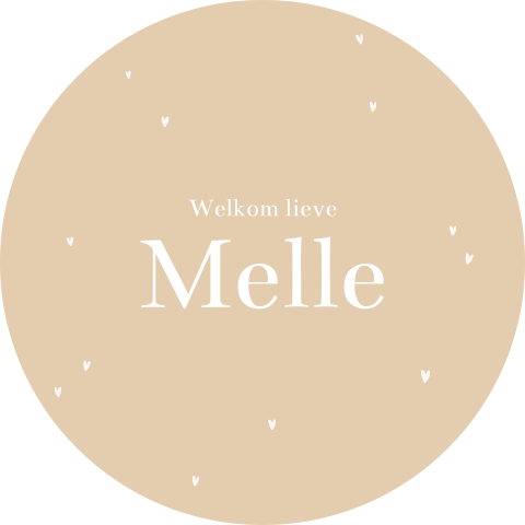 Beige raamsticker met kleine witte hartjes