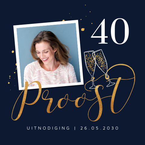Verjaardag uitnodiging 40 jaar met foto
