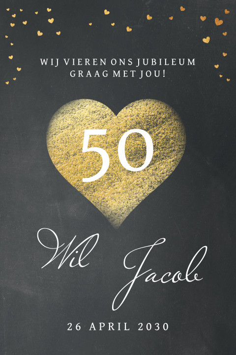 Uitnodiging 50 jarig jubileum met gouden hart
