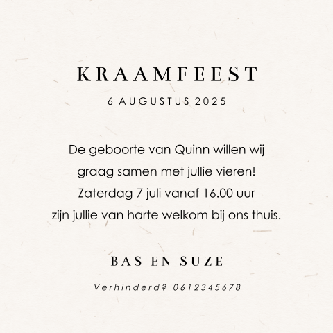 Klassiek kraamborrelkaartje