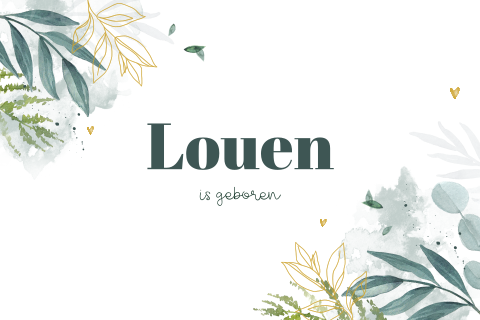 Stijlvol botanisch geboortekaartje jongen