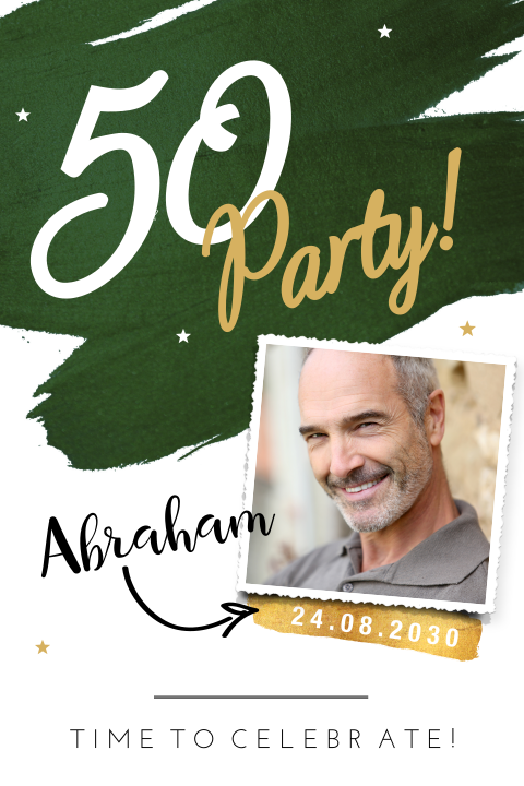 Uitnodiging 50e verjaardag abraham met groene verf