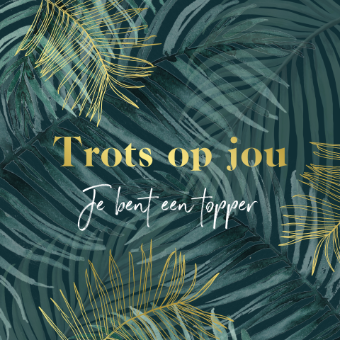 Wenskaart jungle trots op jou met goudfolie