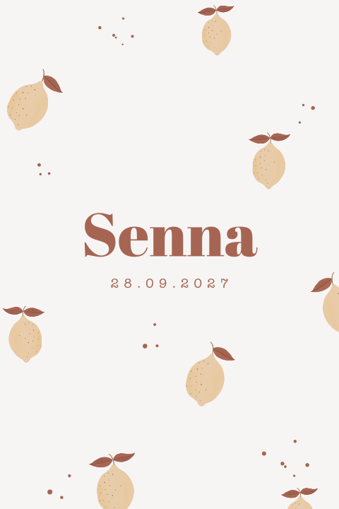 Neutraal geboortekaartje met citroentjes