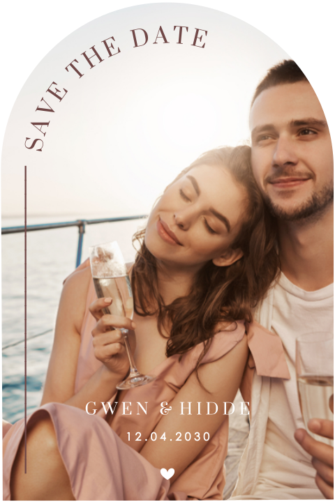 Klassieke save the date kaart in boog vorm