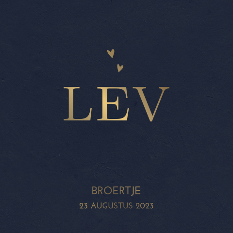 Goudfolie geboortekaartje jongen met hartjes