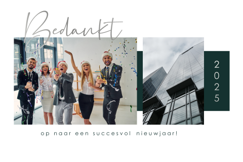 Zakelijke nieuwjaarskaart met foto en zilverfolie