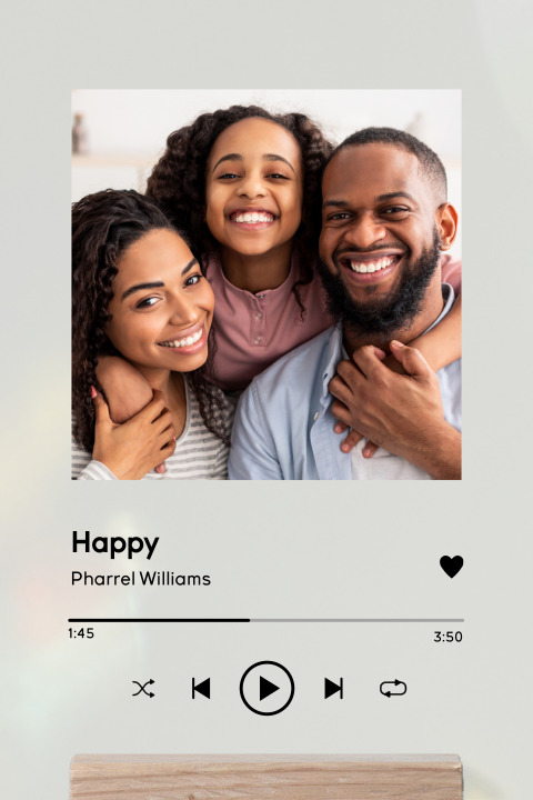 Plexiglas Spotify poster met houten houder Happy