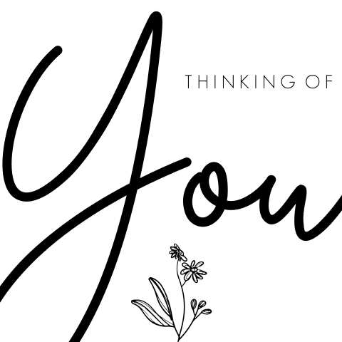 Stijlvolle wenskaart zwart-wit thinking of you
