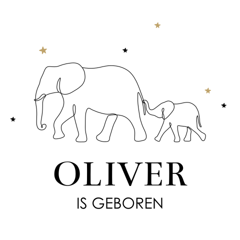 Raamsticker rond lijntekening olifant 60 cm