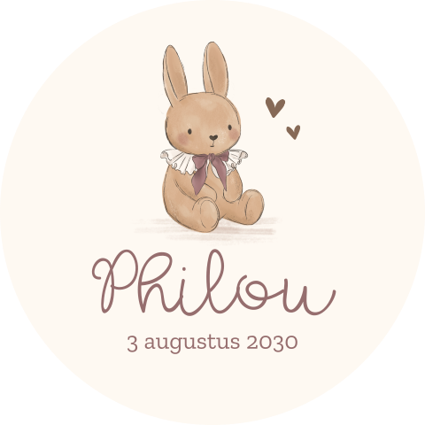 Raamsticker rond klassiek met lief konijntje