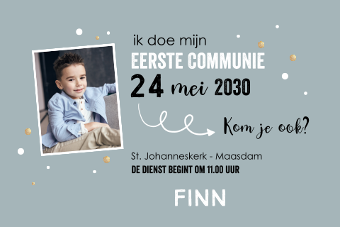 Feestelijke Eerste Communie uitnodiging met foto