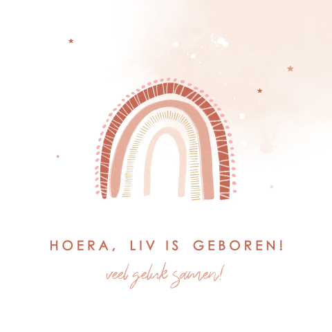 Felicitatiekaart geboorte dochtertje met regenboogje