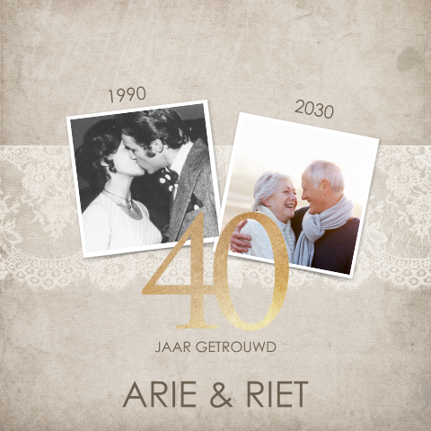 Vintage jubileumkaart 40 jaar getrouwd