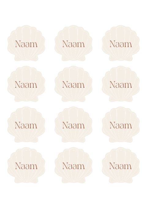 Originele naamkaartjes in schelpvorm