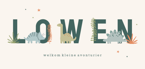 Avontuurlijk geboortekaartje met dino's