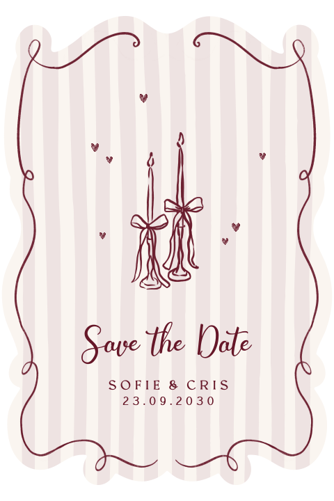 Trendy save the date berry met strepen en illustraties