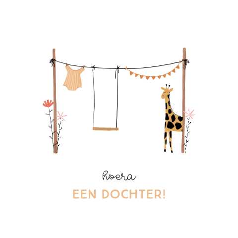 Felicitatiekaart voor geboorte dochter met girafje