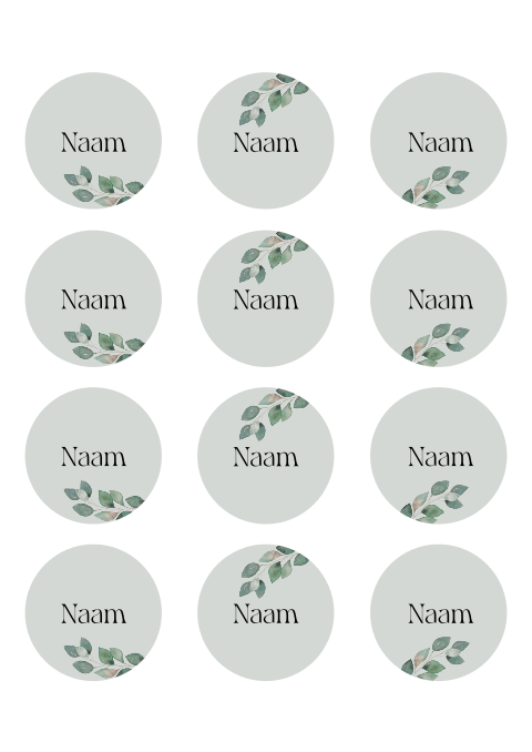 Naamkaartjes bruiloft rond botanisch met eucalyptus