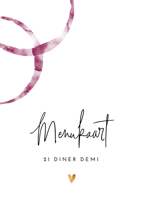 Menukaart twenty one dinner