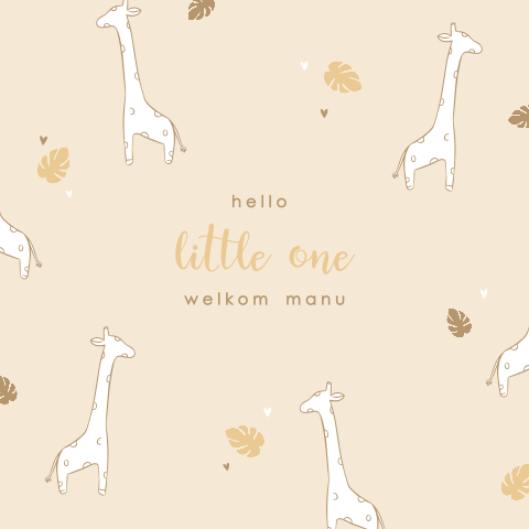 Geboorte felicitatiekaart met giraffe