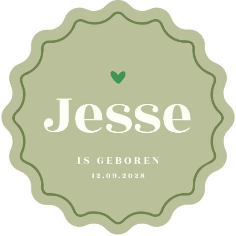 Raamsticker in groen met golvende randen en hartje