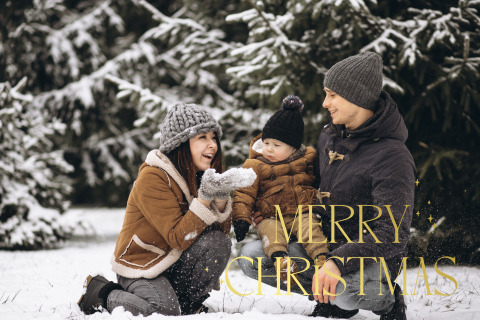 Kerstkaart met persoonlijke foto en goudfolie