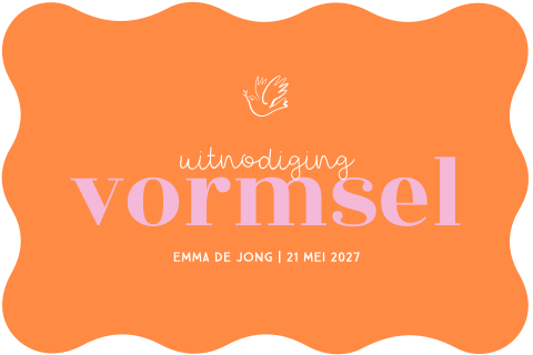 Vormsel uitnodiging color blocking in originele vorm