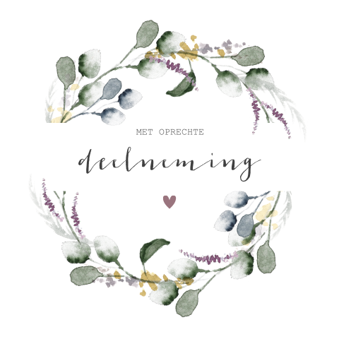 Condoleancekaart met krans van eucalyptustakjes