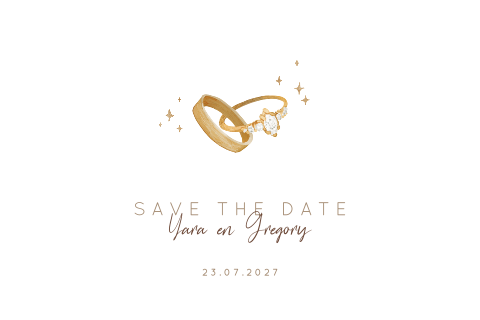Save the date kaart met illustratie van ringen