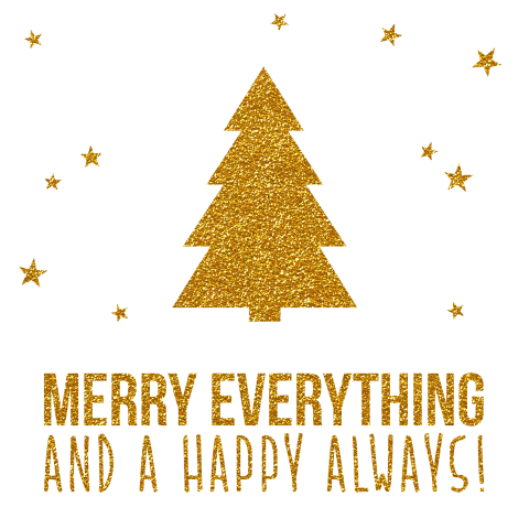 Kerstkaart met gouden kerstboom en sterren