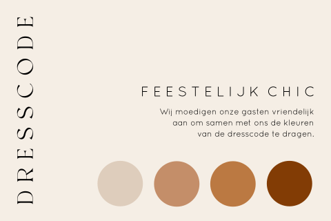 Dresscode kaartje bruiloft in neutrale kleuren