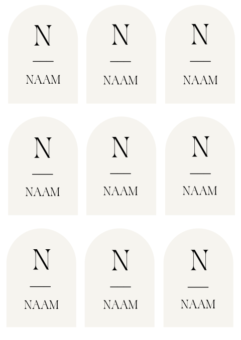Naamkaartjes bruiloft boog met initiaal en naam