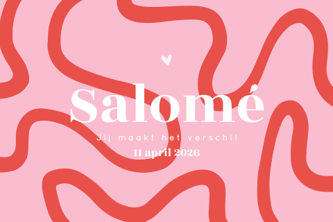 Stoer geboortekaartje met colourblocking in roze tinten