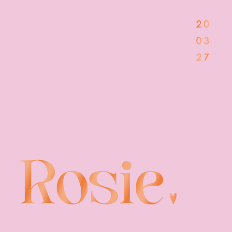 Geboortekaartje meisje met colourblock in roze met oranje hoogglans