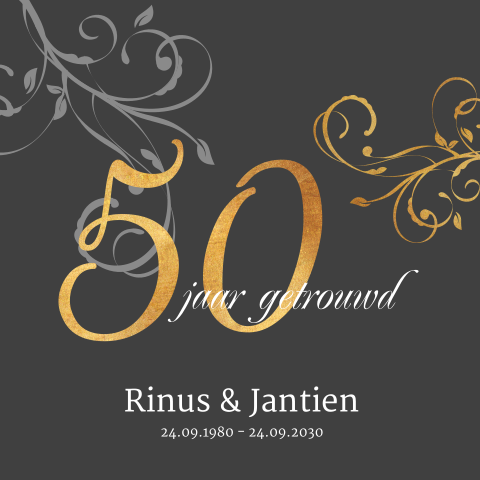 Uitnodiging vijftigjarig jubileum met goud