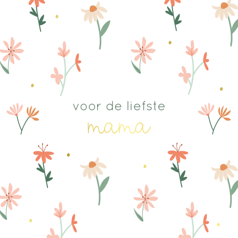 Moederdag kaart met bloemetjes en goudfolie