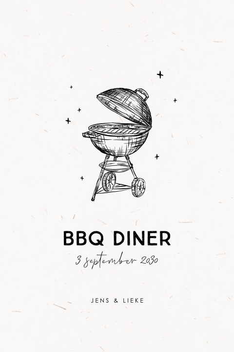Uitnodiging dinner party met tekening barbecue