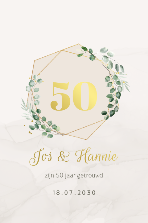 Gouden bruiloft uitnodiging met goudfolie