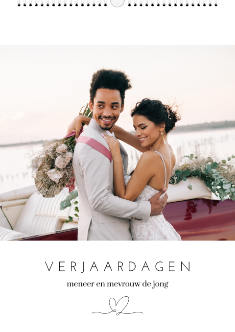 Verjaardagskalender A4 met ruimte voor trouwfoto