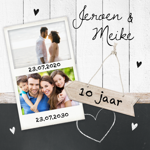 Stoere jubileumkaart met persoonlijke foto