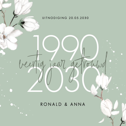 Jubileumkaart 40 jaar met bloemen