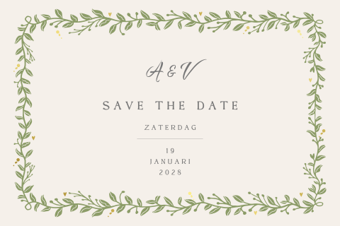 Save the Date winter wedding elegant met takjes kader