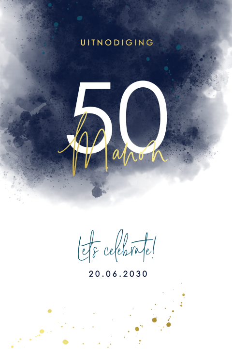 50 jaar verjaardag goudfolie uitnodiging