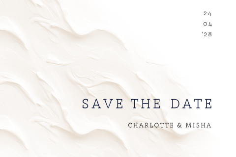 Save the Date bruiloft crèmekleurig met verf effect